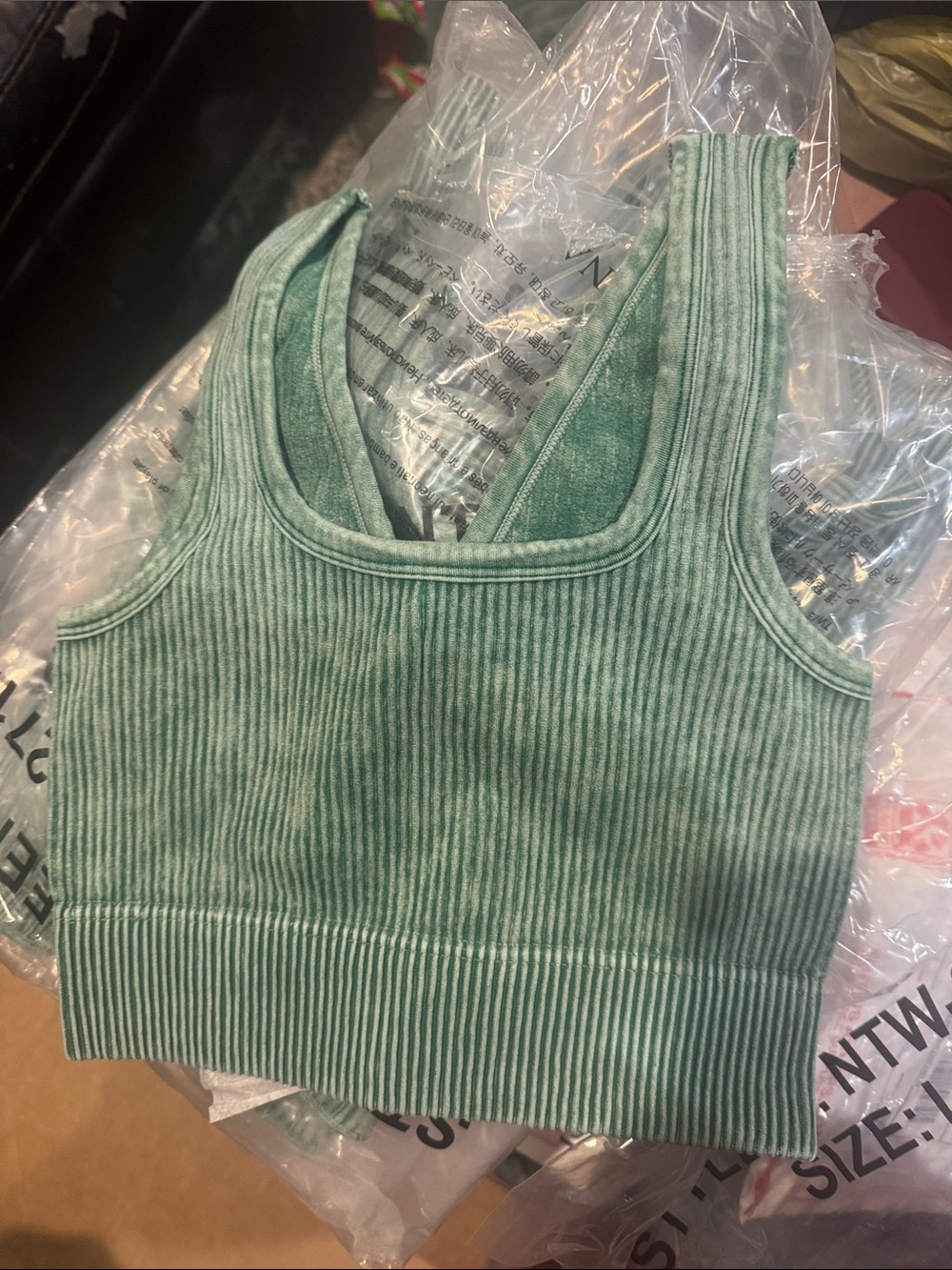 Zenana Outfitters Green Ribbed Cropped Tank Top